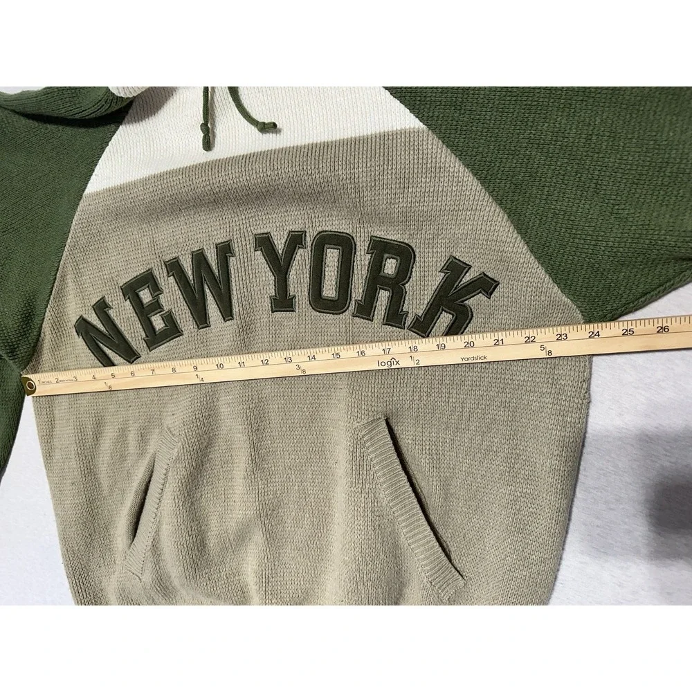 212 NYC Vintage‎ Y2K Green Cream Pullover Sweater L Large  Streetwear